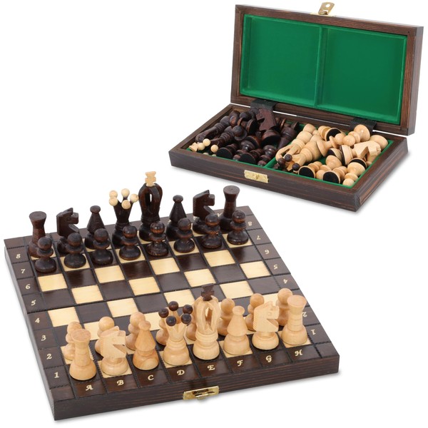 Amazinggirl Chess Board Set, Foldable, Wood with Chess Figures, Large,