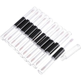 10 Unidades Vial Cosmético de Plástico Negro de 4 Ml para Brillo de Labios Vacío con Tapón de Goma, Diseño Doble Extremo Portátil para Uso Diario y DIY