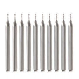 CNC Router Bits 1/8" Shank CNC Bit End Mill 1/32" Cutting Dia Flat Nose Carbide Endmill Two Flute Spiral Upcut Milling Cutter Tool Set for Wood PVC MDF Hardwood (1/32 in, 10)