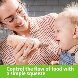 haakaa Silicone Baby Food Dispensing Spoon Feeder 4oz- Infant Squeeze Cereal Feeder, Baby Fresh Food Feeder, Feed Bottle for Puree,Solid Baby Food,BPA Free, 4m+ Babies - Grey