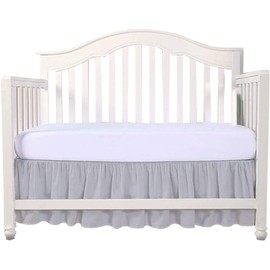 Crib Bed Skirts - Dust Ruffle with Split Corners, 100% Natural Cotton - Nursery Crib-Toddler Bedding Crib Bed Skirt for Baby Boys or Baby Girls, 14" Drop (Light Grey)