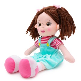 Toyland® 35 cm Plush Ragdoll in Blue Bib Dress - Cuddly Toy Dolls for Children - Age 18 Months +