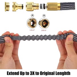 ZAselect Garden Hose Pipe,Expandable Garden Hose,Flexible Reinforced Pipe for Pet & Car Washing, Cleaning, Watering Lawn and Garden with 1/2"-3/4" Brass Fittings,Universal Tap Connector (50ft)