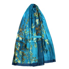 GFM® Silk Blend Painting Based Scarf (Van Gogh -Almond Blossom)-FS-VSLK-SC-3380-A