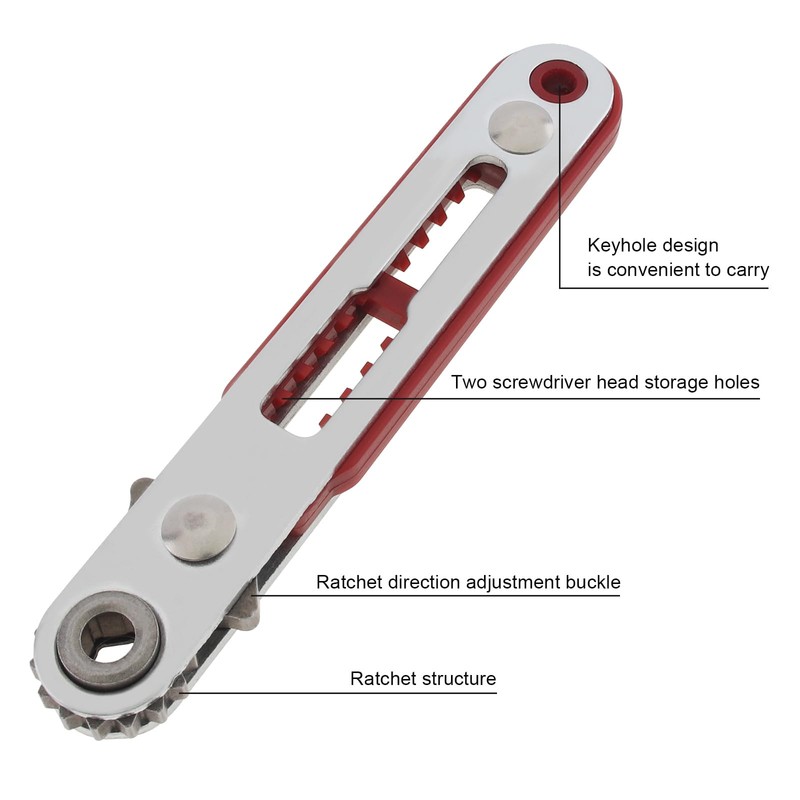 Omninmo 1/4 Inch Mini Flat Head Ratchet Wrench, Dual-Drive Head,