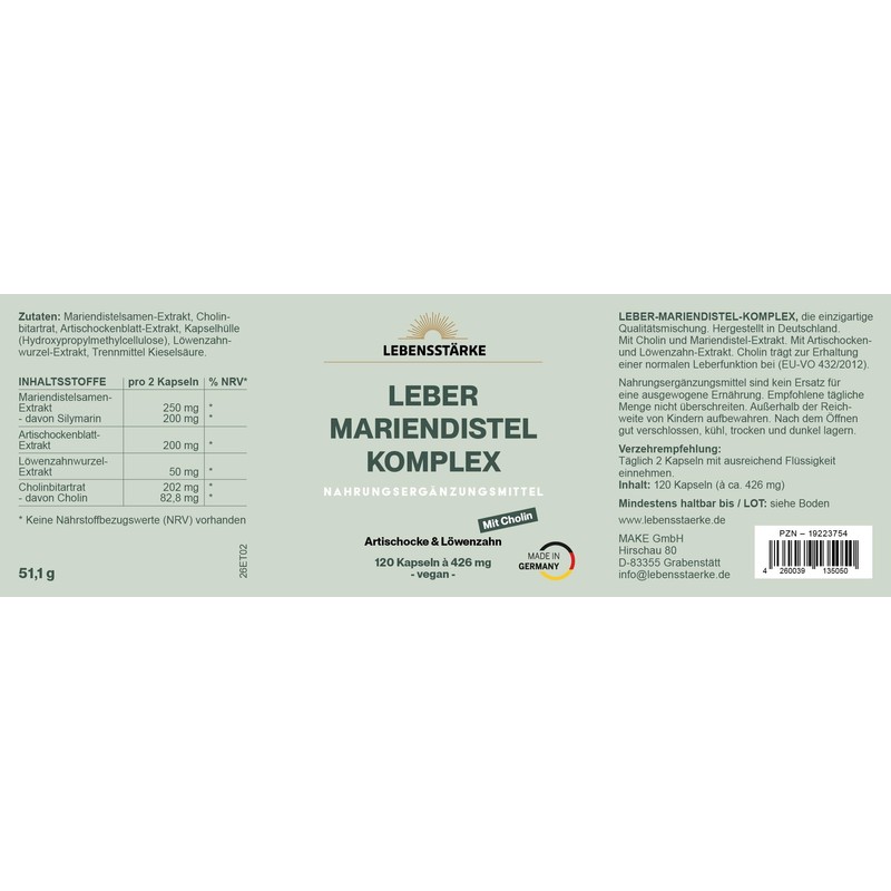 Liver Milk Thistle Complex High Dose 4-Way Complex Artichoke, Dandelion,