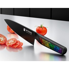 WIZEKA Chef Knife: 8 Inch: Extreme Sharp Kitchen Knife: Full Tang High Carbon Stainless Steel: Chef's knife with Ergonomic Handle with Unique Patterns,Rainbow Series