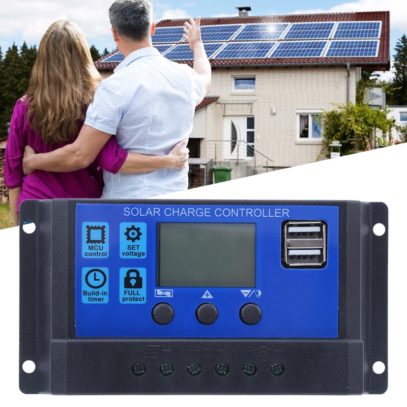 Solar Panel Controller LCD Display Battery Charge Control Dual USB