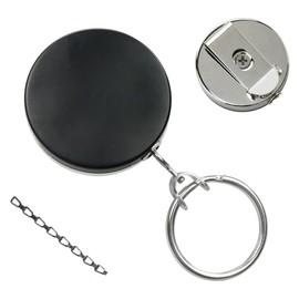 2 Pack - Heavy Duty All Metal Badge Reel with Chain Link Retractor Pull & Split Key Ring - Retractable Keychain with Steel Belt Clip for ID Badge, Multiple Keys & Small Tools by Specialist ID