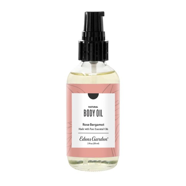 Edens Garden Rose Bergamot Aromatherapy Body Oil (Made with Pure Essential Oils & Vitamin E- Great for Massage & Daily Skin Care), 2 oz