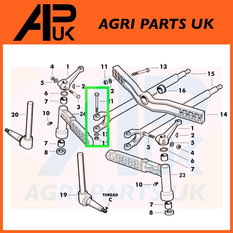 Front Axle Radius Arm Bolt Kit Replacement for Massey Ferguson