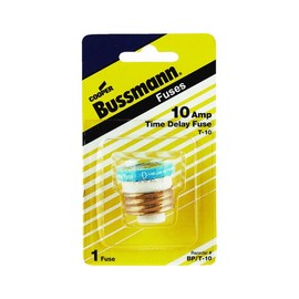 Bussmann T-10 10 Amp Type T Time-Delay Dual-Element Edison Base Plug Fuse, 125V UL Listed by Bussmann