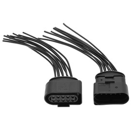 Be In Your Mind 2PCS Car Headlight Front Lamp Connector 10 Pin 1J0973735 1J0973835 15cm Headlight Repair Lamp Harness Connector Plug Cable (1 Male & 1 Female)