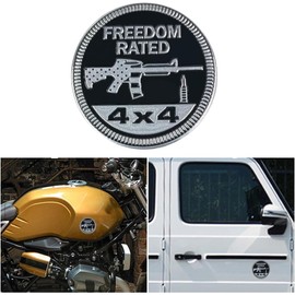 4 x 4 Car Emblem, Automotive Badge 3D Aluminum Round Emblems Decal, Decorative Stickers for Auto Interior and Exterior, Compatible with Most Vehicles Trucks SUV RV (Style D)