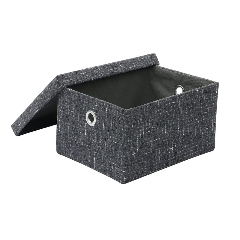JVL Shadow Rectangular Fabric Storage Baskets with Lids, Set of