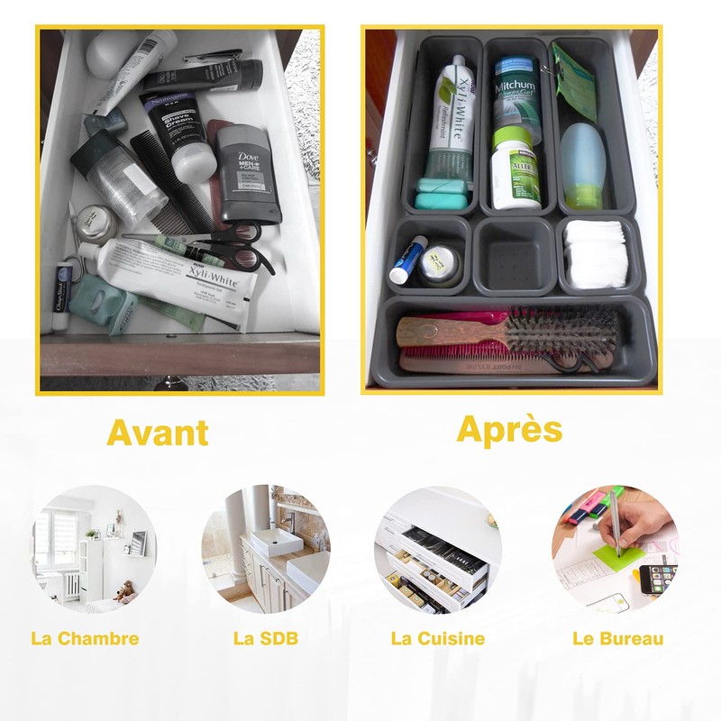 JinPhon Set of 8 Extra Deep Plastic Drawer Organiser for