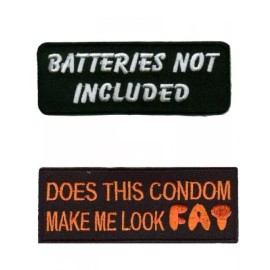 Batteries Not Included & Make Me Look Fat Motorcycle Fun Biker Jacket/Vest Patch