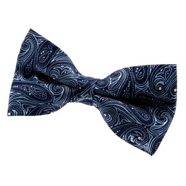 Retreez Men Elegant Paisley Art Pattern Woven Microfiber Pre-tied Bow Tie (5") - Navy Blue