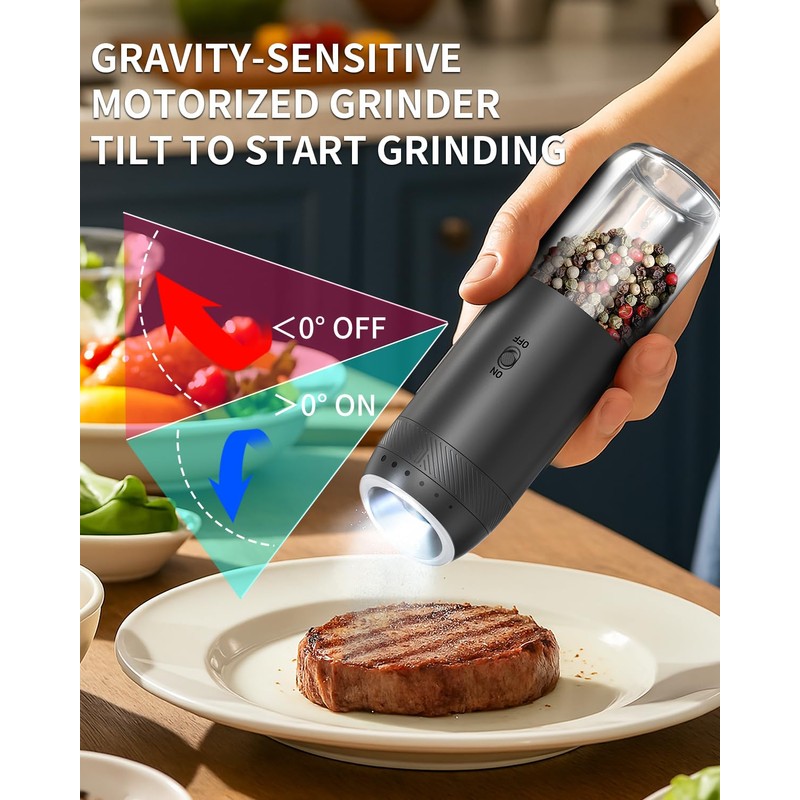 CIRCLE JOY Gravity Sensor Salt and Pepper Grinder Set with