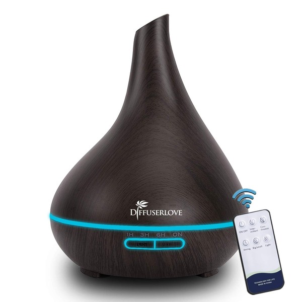 Diffuserlove 500 ml Diffuser Aroma Diffuser Ultrasonic Humidifier Carry Cool Mist Humidifier with 7 Colours LED and Auto Shut-Off Function Perfect for Office Home