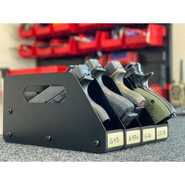 Adoreal Gun Rack for Pistol, Pistol Rack Handgun Rack Gun Cabinet Storage, Pistol Organizer Accessories, 4 Gun Holders Fit Most Pistols, Stong Steel Construction, High-Density Foam Padding