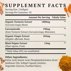 Svaiketa Liposomal Turmeric Curcumin Supplement - 2000mg, 95% Curcuminoid Extract with Piperine - 60 Softgels (2 Bottle)