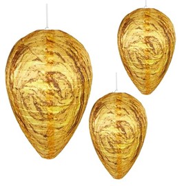 Wasp Nest Decoy, 3 Pack Paper Hives Hanging Fake Wasp Nest