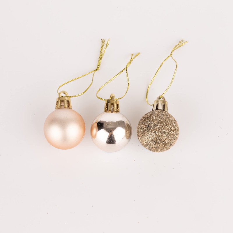 30mm/24Pcs Christmas Baubles Shatterproof Champagne Gold, Christmas Tree Decorations Ball