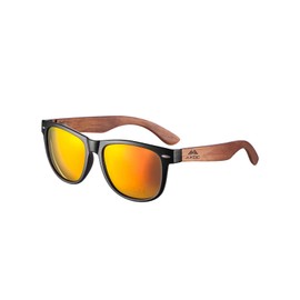 AMEXI Holz Sonnenbrillen/Sonnenbrille mit Holzbügeln aus Walnuss für Damen & Herren/Polarisierende Brillengläser mit UV400-Schutz