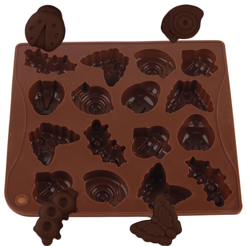 AIBOYA 16 Cavity Insect Silicone Candy Molds Butterfly Snail Bee