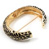 Avalaya Chunky Wide Gold Plated Black Enamel Animal Pattern Hinged