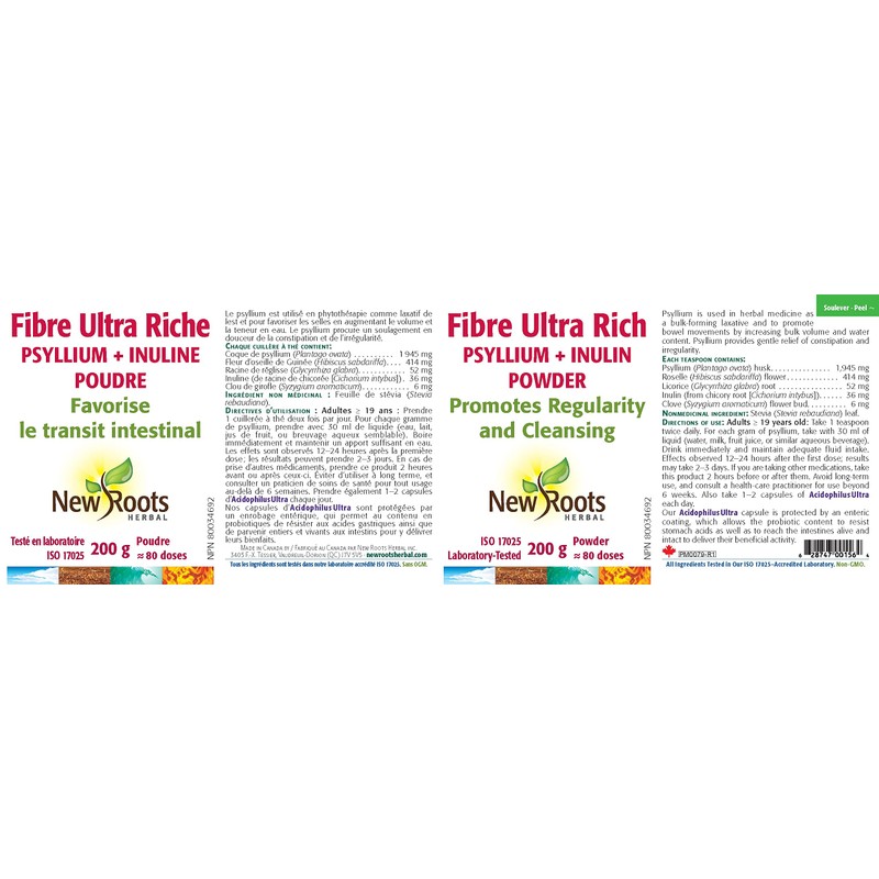 New Roots Herbal - Fiber Ultra Rich Psyllium + Inulin