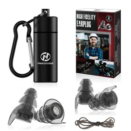 Hearprotek Noise Reduction Earplugs, 2 Pairs Reusable High Fidelity Concert Earplugs with Cord, Hearing Protection for Motorcycle, Work, Construction, Rave, Party, Airplane, Travel (26dB)