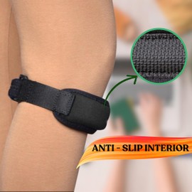 Wonder Care Knee Brace with Silicon Gel Strips for Knee Pain, Gel Patella Knee Strap for Workout, Sports, Arthritis, ACL, MCL, Meniscus Tear Patellar Tendon Support Strap Men Women(1, Black)