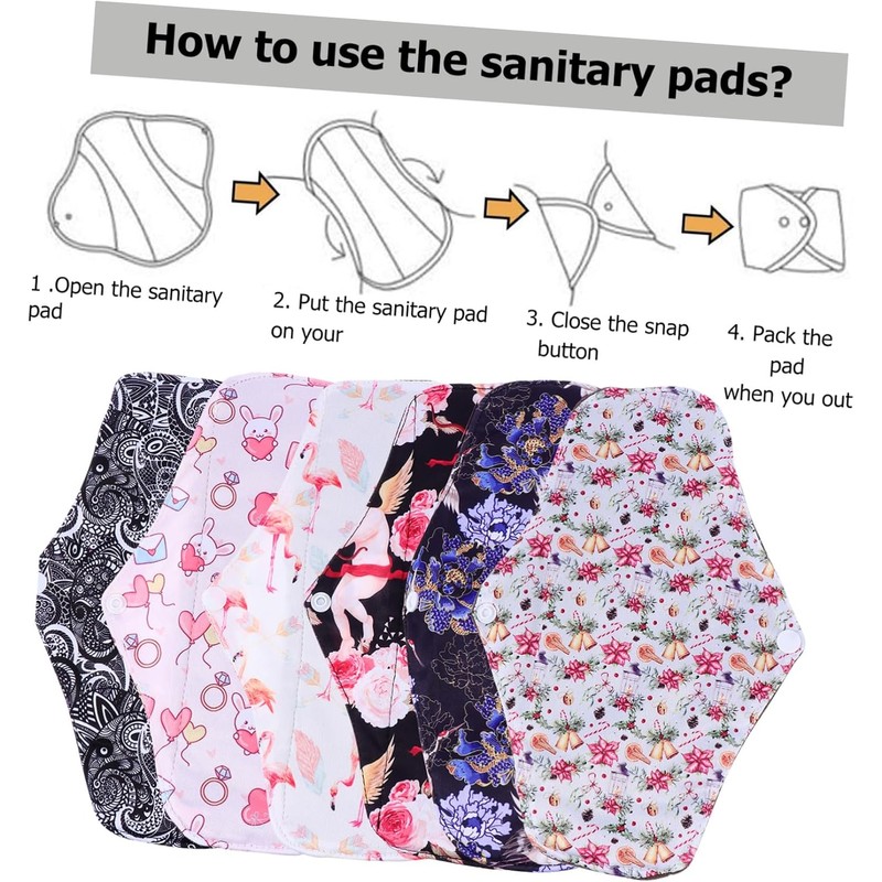 7 piezas Toallas Sanitarias Reutilizables de Fibra de Bambú Activado