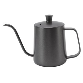 Long Narrow Coffee Kettle Black Stainless Steel Rustproof Small Pour Over Kettle with Lid for Home 350ml