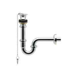 Gaona GA-MG024 P-Trap Wall Drainage Hardware with Side Hole, 1.0 inches (25 mm), For Washrooms and Washrooms, With Overflow, Metal