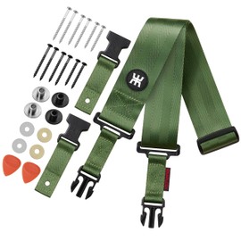 Amumu SNAPLOCK Pro Guitar Strap - Quick-Release Buckle, Screw Fasten Ends, Quick-Fetch Pick Holder, Adjustable 38"-57", Fits Bass, Electric Guitars, Gift for Guitarists, Army Green