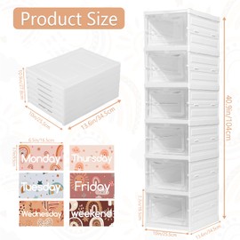 6 Shelf Daily Weekly Clothes Organizer for Kids Foldable Weekly Hanging Closet Organizer with Door Plastic Closet Storage for Boys and Girls Monday Through Friday Essential Stuff