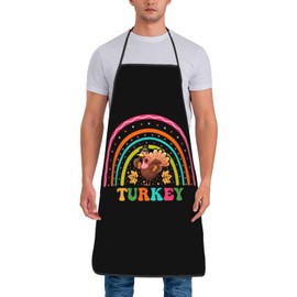 ZHIFU Happy Thanksgiving Aprons For Women Men Turkey Pumpkin Print, Suitable For Home Kitchen Cooking Thanksgiving Gifts Holidays Apron