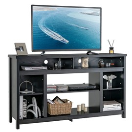 Tangkula TV Stand for TVs up to 65", Media Console Table w/Adjustable Shelf & Cable Management Holes, Modern TV Cabinet, Wooden TV Table, Entertainment Center for Living Room (Black)