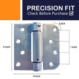 A1 ProGuard - Self Closing Spring Loaded Hinges, 4 Inch, Adjustable Tension for Garage, Front, Back Door, UL Listed, Left and Right Hand, 5/8'' Radius and Square Corners, Brushed Nickel, 3 Pack