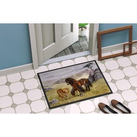 Caroline's Treasures BDBA0189MAT Horses in The Meadow Door Mat, Indoor Rug or Outdoor Welcome Mat 18x27 Doormat, 18H X 27W, Multicolor