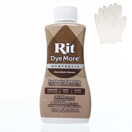Rit DyeMore 7 Oz. Synthetic Liquid Fiber Dye Single Pack with Plastic Gloves for Clothing, Décor, and Crafts – Chocolate Brown
