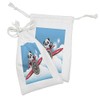 Lunarable Airplane Fabric Pouch Set of 2, Cheerful Panda on