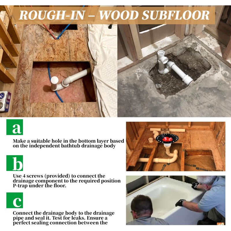 Freestanding Bathtub Rough-in Kit With Stainless Steel Tail Pipe and