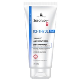 Seboradin ICHTHYOL Anti-Dandruff Shampoo and Gel for Atopic Sensitive Skin 2 in 1, Contains White Ichthyol, Burdock Root Extract and Glycerin, Antibacterial (200ml)