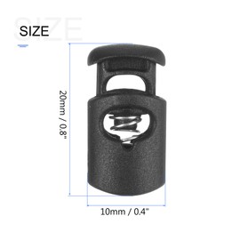 [METALLIXITY] 10pcs Plastic Cord Lock, Cord Stopper, 0.16 inch (4 mm), Single Hole, Spring Coat Lock for Backpack Shoelaces Clothes, Black