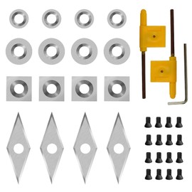 35PCS Carbide Lathe Tools Carbide Inserts for Wood Lathe Turning Tool,Include 11mm Square with Radius,12mm and 8.9mm Round,30x10mm Diamond with Sharp Point with Screws 12pcs (M4*8)