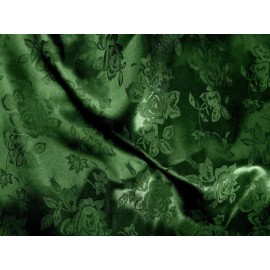 Jacquard HUNTER GREEN BROCADE FLORAL JACQUARD SATIN FABRIC BY YARD